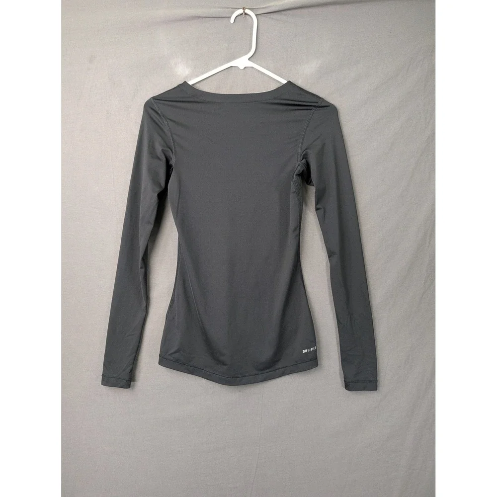 Nike Pro Womens Long Sleeve Compression Shirt Black V-Neck Dri-Fit XS